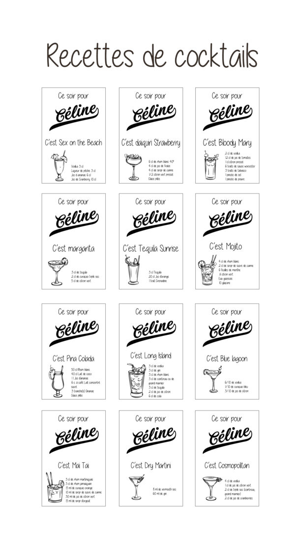 Planche apéro avec prénom et recette de cocktail – Image 4