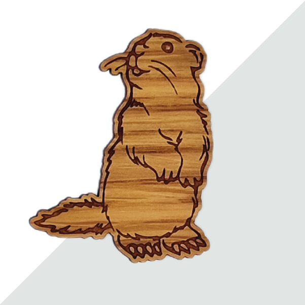 Broche en bois plaqué Chêne Marmotte