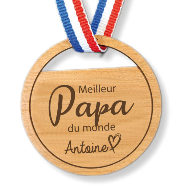 Médaille en bois "Meilleur Papa"