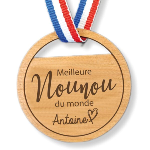 Médaille en bois "Meilleur Nounou"