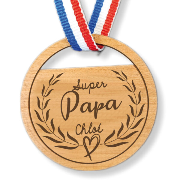Médaille en bois "Super Papa"
