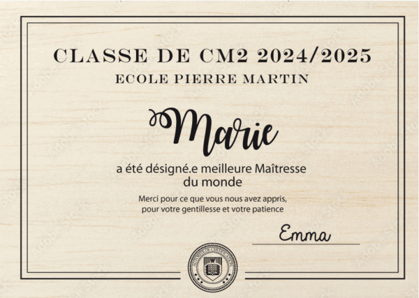 Diplôme personnalisé en bois – Gravure laser pour Maîtresse, Nounou, Atsem, Parents, Mamie, etc. – Image 2