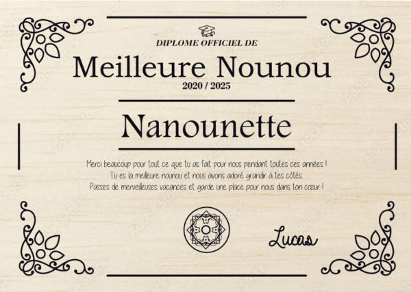 Diplôme personnalisé en bois – Gravure laser pour Maîtresse, Nounou, Atsem, Parents, Mamie, etc. – Image 2